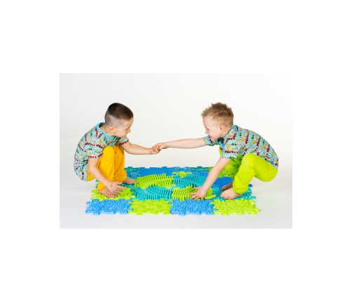 WOOPIE Mata Sensoryczna Ortopedyczna Puzzle 11 el. - Kolor Niebieski/Zielony