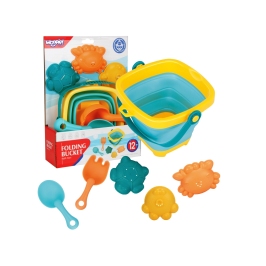 WOOPIE BABY Zestaw Wiaderko Składane z Grabkami Łopatką Foremki Niebieskie