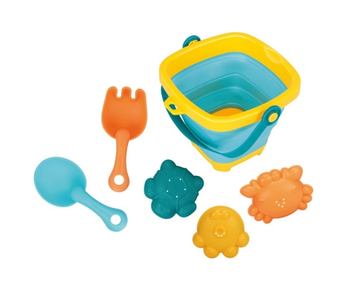 WOOPIE BABY Zestaw Wiaderko Składane z Grabkami Łopatką Foremki Niebieskie