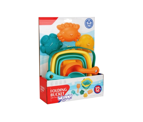 WOOPIE BABY Zestaw Wiaderko Składane z Grabkami Łopatką Foremki Niebieskie