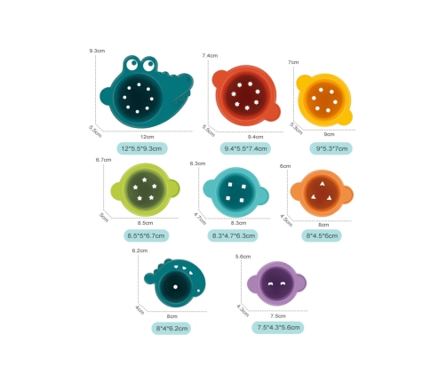 WOOPIE BABY Zabawka do Kąpieli Kubeczki Przelewowe Krokodylek