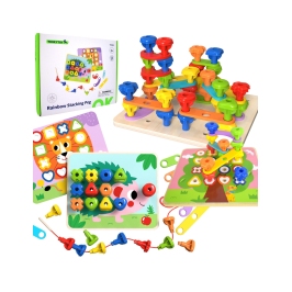 TOOKY TOY Wielofunkcyjna Tablica Zestaw Kolorowych Śrubek Nauka Kształtów