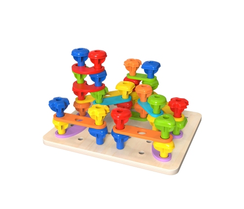 TOOKY TOY Wielofunkcyjna Tablica Zestaw Kolorowych Śrubek Nauka Kształtów