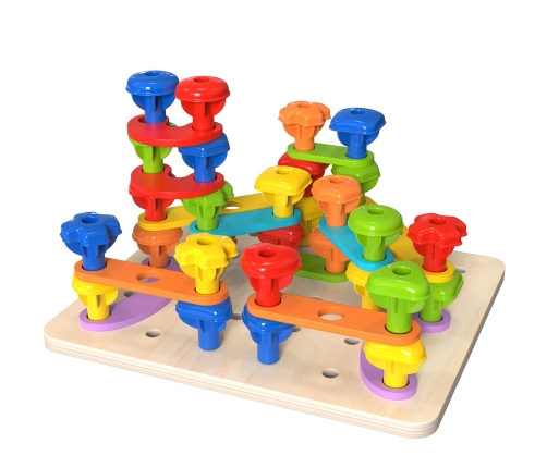 TOOKY TOY Wielofunkcyjna Tablica Zestaw Kolorowych Śrubek Nauka Kształtów