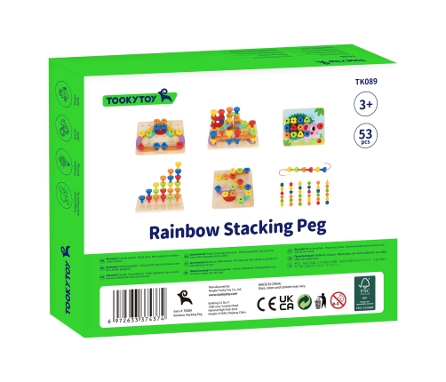 TOOKY TOY Wielofunkcyjna Tablica Zestaw Kolorowych Śrubek Nauka Kształtów