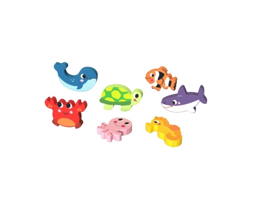TOOKY TOY Drewniane Puzzle Montessori Świat Morza Rybki Żółwik Kształty