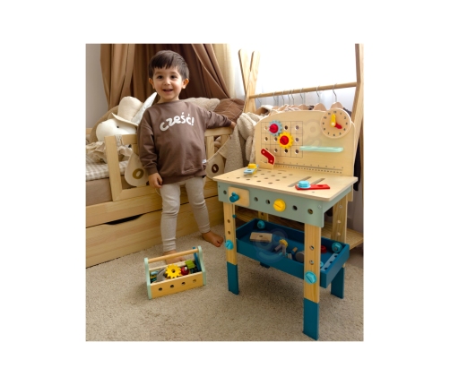 TOOKY TOY Drewniany Stół Do Majsterkowania Warsztat