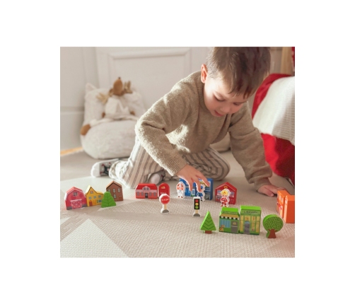 TOOKY TOY Drewniany Zestaw Budynków i Figurek Miasto