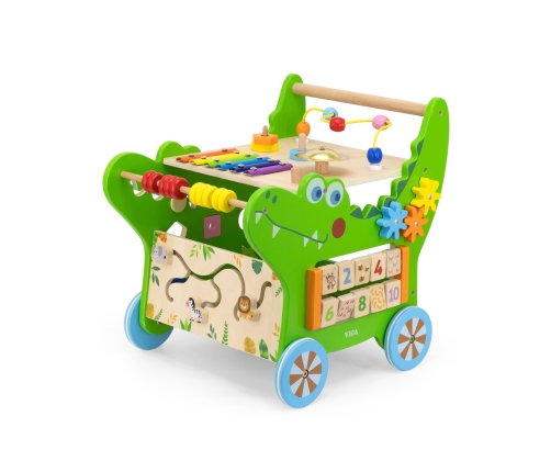 VIGA Drewniany Pchacz Edukacyjny Krokodylek 12w1