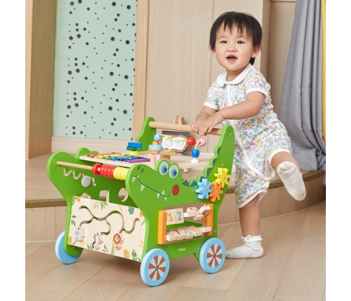 VIGA Drewniany Pchacz Edukacyjny Krokodylek 12w1