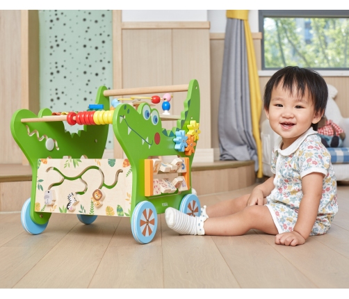 VIGA Drewniany Pchacz Edukacyjny Krokodylek 12w1