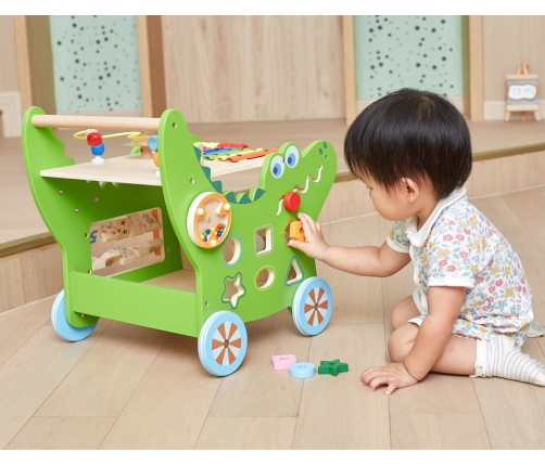 VIGA Drewniany Pchacz Edukacyjny Krokodylek 12w1