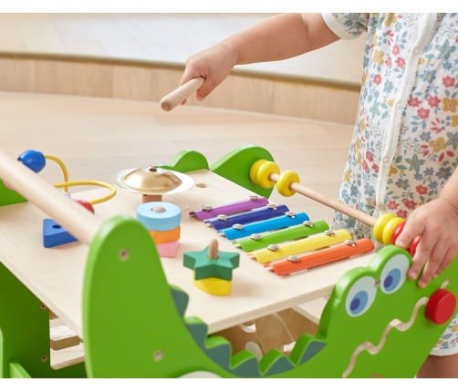 VIGA Drewniany Pchacz Edukacyjny Krokodylek 12w1