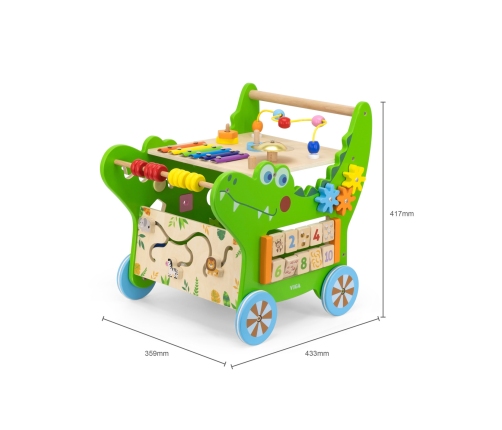 VIGA Drewniany Pchacz Edukacyjny Krokodylek 12w1