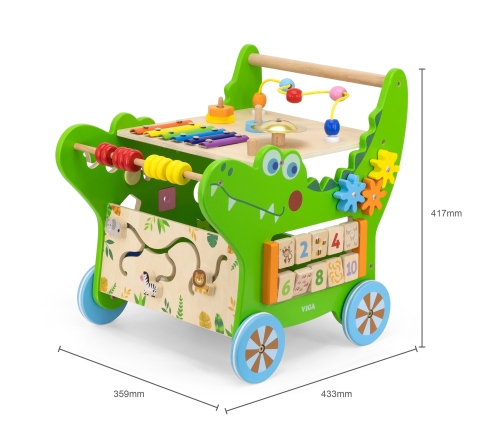 VIGA Drewniany Pchacz Edukacyjny Krokodylek 12w1