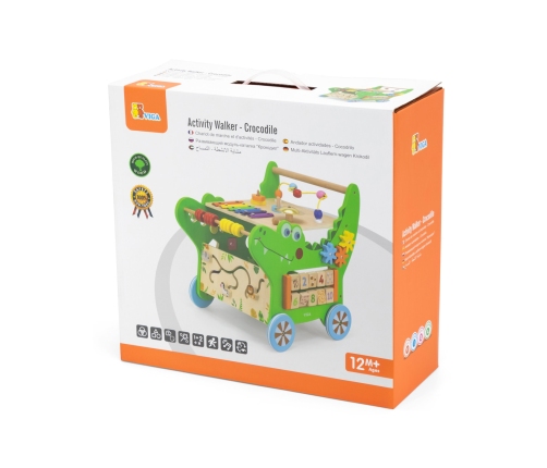 VIGA Drewniany Pchacz Edukacyjny Krokodylek 12w1