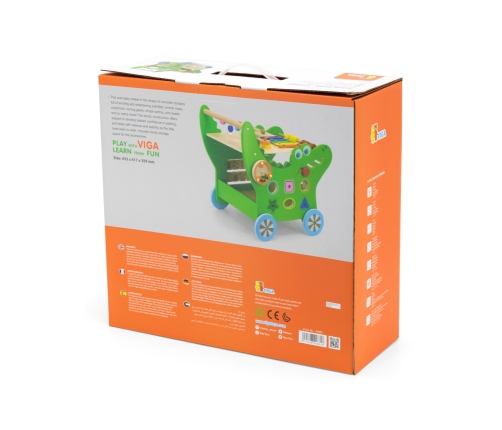 VIGA Drewniany Pchacz Edukacyjny Krokodylek 12w1
