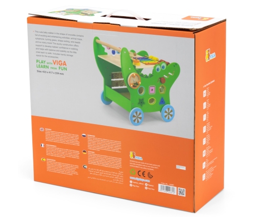 VIGA Drewniany Pchacz Edukacyjny Krokodylek 12w1
