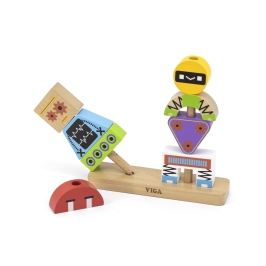 VIGA Układanka Piramidka Roboty + Wzory 8 el.