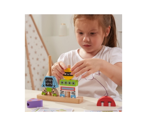 VIGA Układanka Piramidka Roboty + Wzory 8 el.