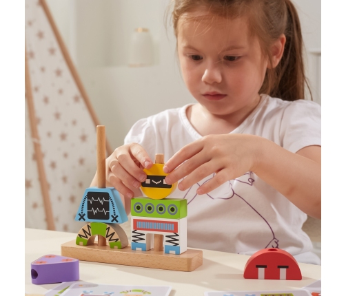 VIGA Układanka Piramidka Roboty + Wzory 8 el.