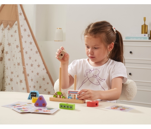 VIGA Układanka Piramidka Roboty + Wzory 8 el.