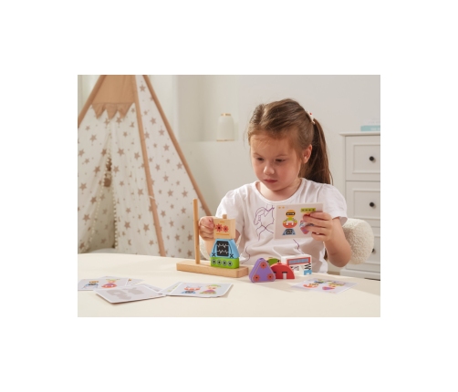 VIGA Układanka Piramidka Roboty + Wzory 8 el.