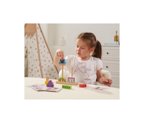 VIGA Układanka Piramidka Roboty + Wzory 8 el.