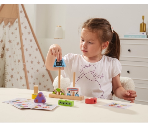 VIGA Układanka Piramidka Roboty + Wzory 8 el.