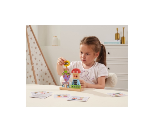 VIGA Układanka Piramidka Roboty + Wzory 8 el.