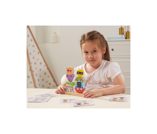 VIGA Układanka Piramidka Roboty + Wzory 8 el.