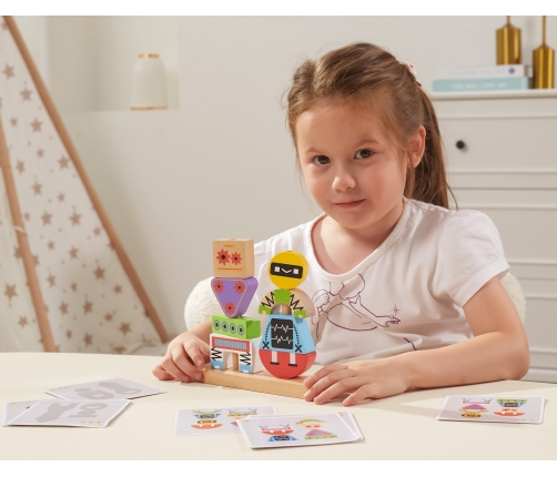 VIGA Układanka Piramidka Roboty + Wzory 8 el.