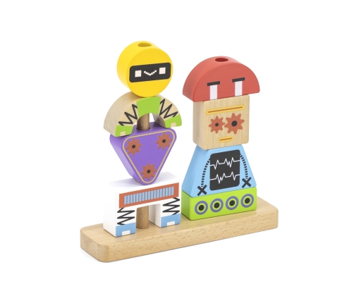 VIGA Układanka Piramidka Roboty + Wzory 8 el.