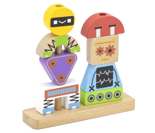 VIGA Układanka Piramidka Roboty + Wzory 8 el.