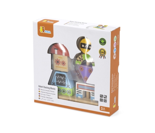 VIGA Układanka Piramidka Roboty + Wzory 8 el.