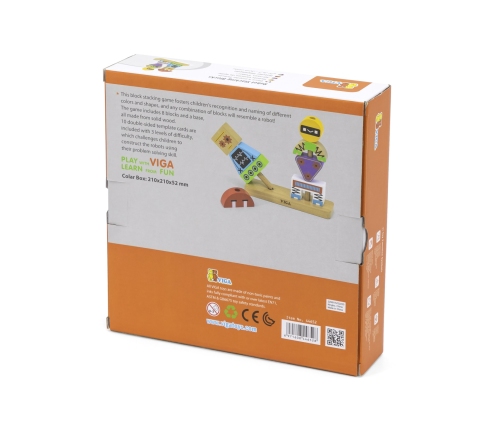 VIGA Układanka Piramidka Roboty + Wzory 8 el.