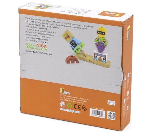 VIGA Układanka Piramidka Roboty + Wzory 8 el.