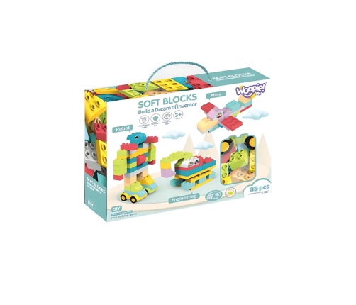 WOOPIE Duże Klocki Konstrukcyjne Edukacyjne dla Dzieci 86 el. - Wyparzanie w 120 stopniach