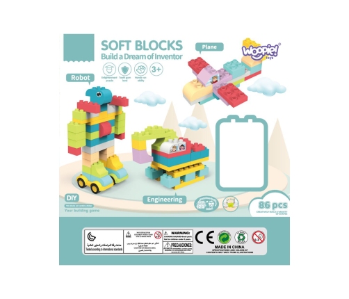 WOOPIE Duże Klocki Konstrukcyjne Edukacyjne dla Dzieci 86 el. - Wyparzanie w 120 stopniach