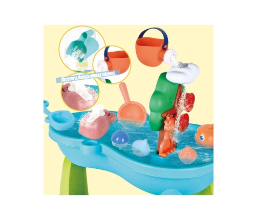 WOOPIE Stolik Wodny 2w1 Piaskownica Wodospad 10 el.