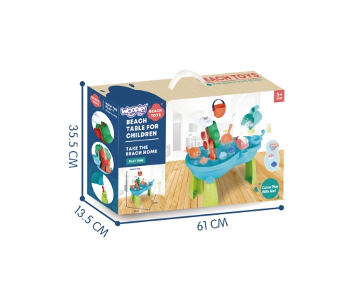 WOOPIE Stolik Wodny 2w1 Piaskownica Wodospad 10 el.