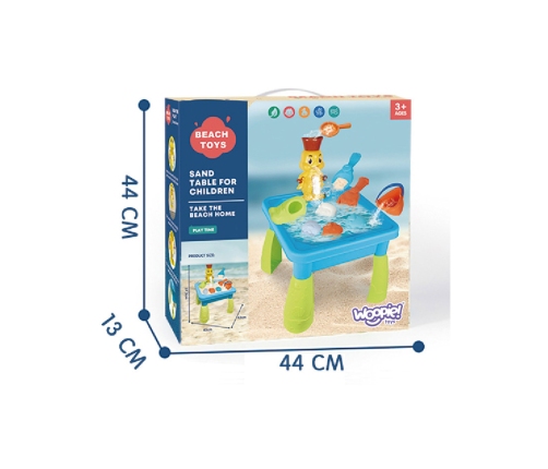 WOOPIE Stolik Wodny 2w1 Piaskownica Kaczuszka Wodospad 9 akc.