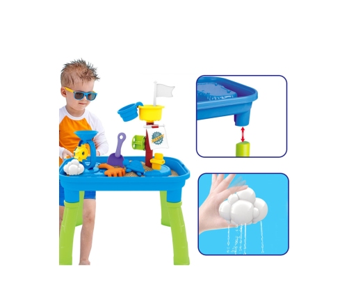 WOOPIE Stolik Wodny 2w1 Piaskownica Statek Piracki 6 akc.