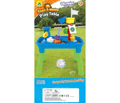 WOOPIE Stolik Wodny 2w1 Piaskownica Statek Piracki 6 akc.