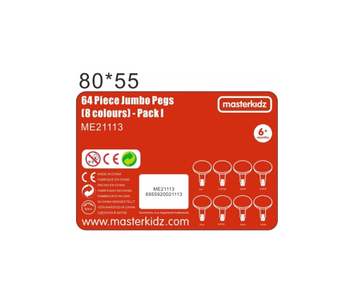 MASTERKIDZ Kolorowe Kołeczki Jumbo do Tablicy STEM 64 Szt. - 8 Kolorów