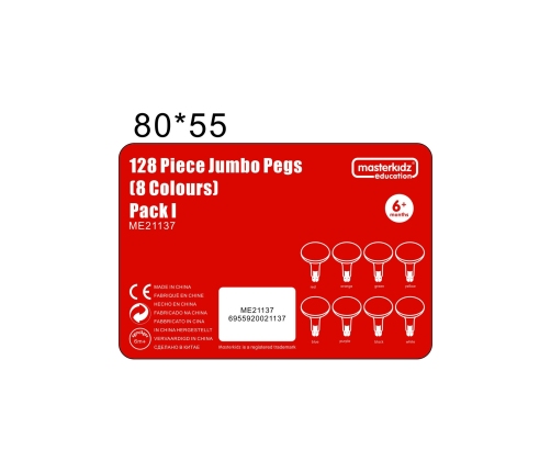 MASTERKIDZ Kolorowe Kołeczki Jumbo do Tablicy STEM 128 Szt. - 8 Kolorów
