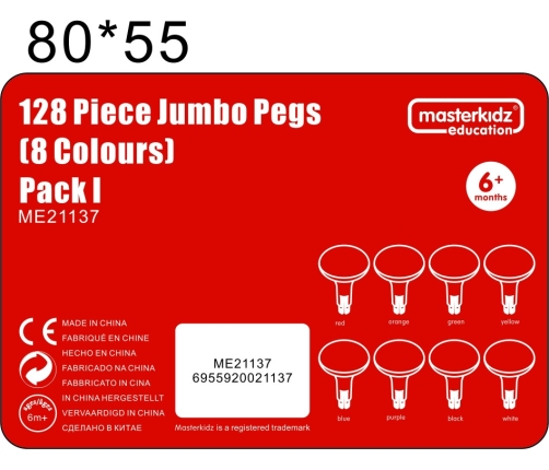 MASTERKIDZ Kolorowe Kołeczki Jumbo do Tablicy STEM 128 Szt. - 8 Kolorów