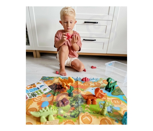 WOOPIE Zestaw Konstrukcyjny 2w1 Gra Planszowa Dinozaury + Kostka 46 el.