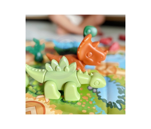 WOOPIE Zestaw Konstrukcyjny 2w1 Gra Planszowa Dinozaury + Kostka 46 el.