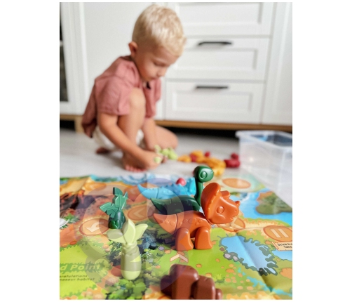 WOOPIE Zestaw Konstrukcyjny 2w1 Gra Planszowa Dinozaury + Kostka 46 el.